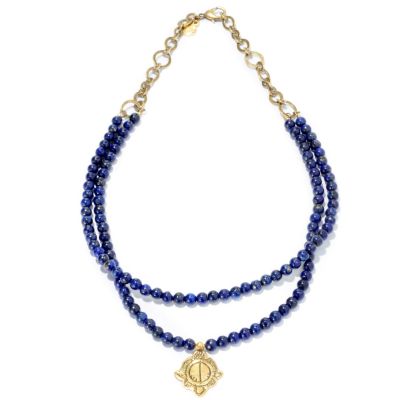 128-214 - mariechavez 18.75'' Lapis Double Strand Necklace w/ Charm