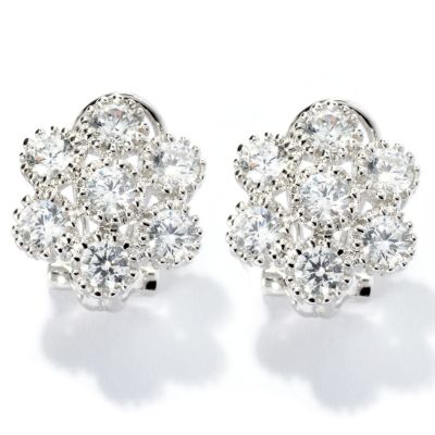 SB SS/CHOICE ROUND CUT MIMOSA SET FLOWER BUTTON EARRING WITH OMEGA BACK