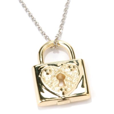 SS PEND DIAMANTINI HEART PADLOCK w/ 18" CHAIN