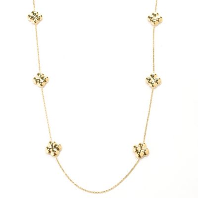 128-235 - Charles Garnier Gold Embraced&trade; 28" Electroform Polished Clover Station Necklace 