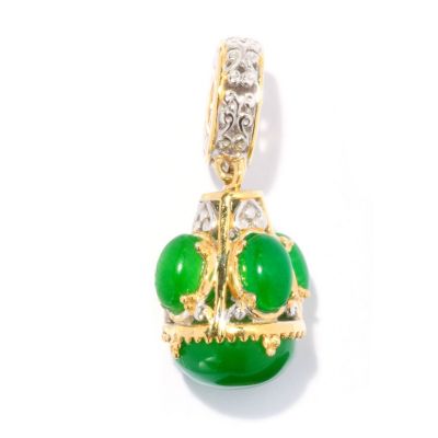 SS/PALL CHARM MULTI GREEN QUARTZ CABOCHON DROP