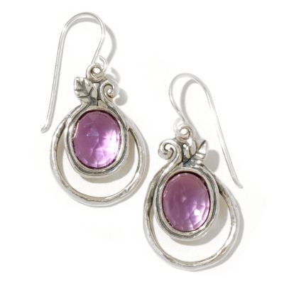 SS OVAL FACETED AMETHYST DANGLE EARRINGS