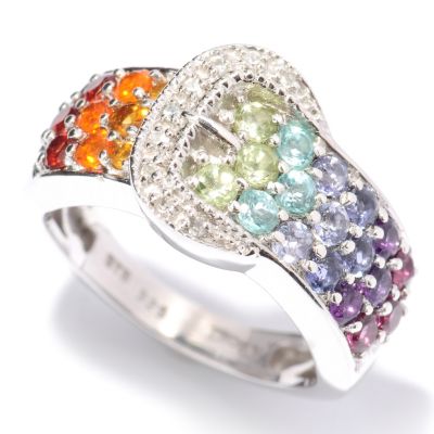 128-267 - NYC II 1.10ctw Multi Gemstone Exotic Rainbow Buckle Ring 
