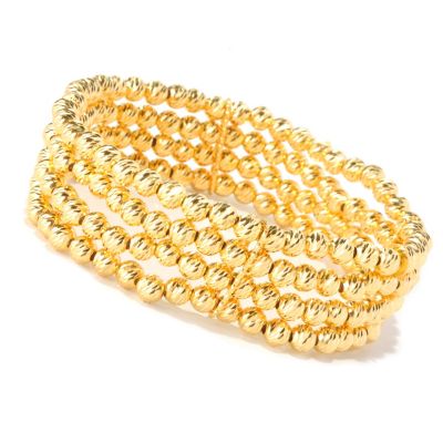 SS/18KGP BRAC 4-ROW DIAMOND-CUT BEAD STRETCH