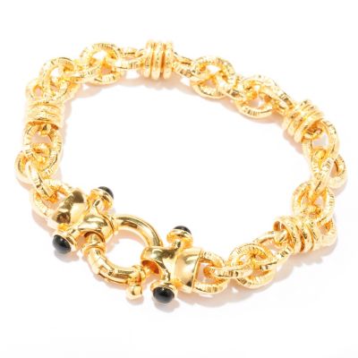 SS/18KGP BRAC DIAMOND-CUT STATUS LINK w/ BLACK ONYX ENCAPS