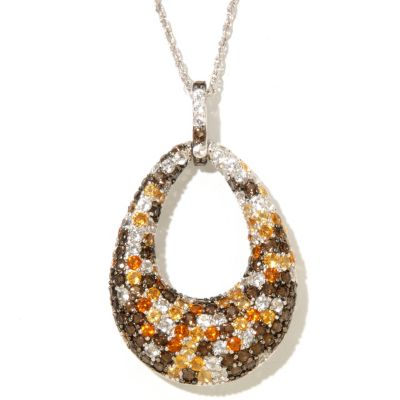 SS MULTI GEM TEAR DROP PEND WITH CHAIN