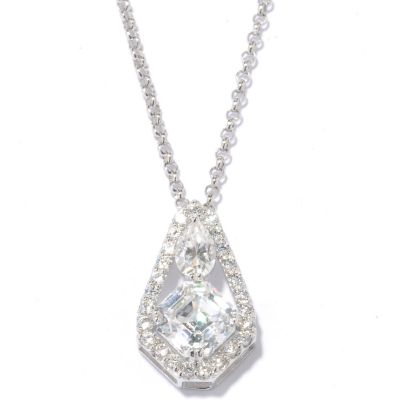 128-289 - Brilliante&reg; Platinum Embraced 2.73 DEW Asscher Simulated Diamond Pendant w/ Chain