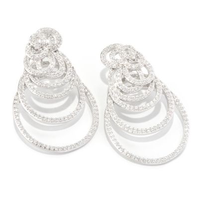 SB SS/PLAT ROUND CUT SWIRL OVERSIZED EARRINGS
