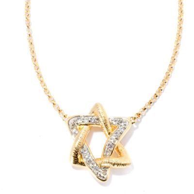 128-296 - Michelle Albala 20'' White Sapphire Star of David Brushed Necklace 