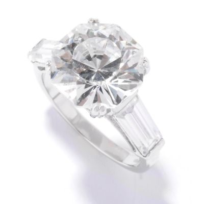 BLTA SS/PLAT OCTAGON CUT AND TAPPERED BAGUETTE RING