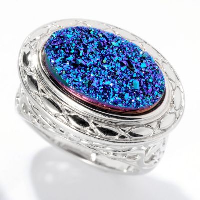 SS OVAL DRUSY RING
