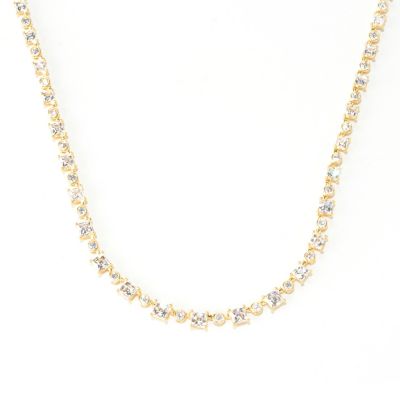 TYCOON SS/CHOICE SQUARE AND ROUND CUT ALTERNATING GRADUATED TENNIS NECKLACE