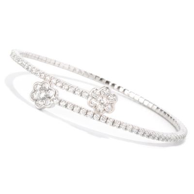 128-315 - Sonia Bitton for Brilliante&reg; Platinum Embraced&trade; Round Cut Flower Flex Bracelet