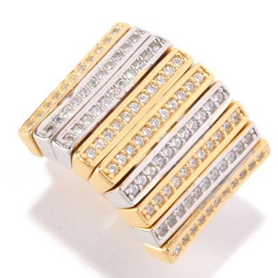 128-317 - Sonia Bitton for Brilliante&reg; Two-tone Round Cut Moveable Panel Curved Ring