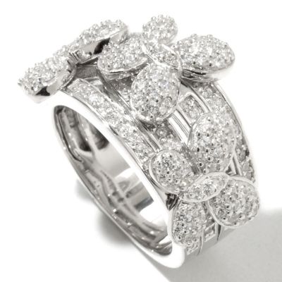 SB SS/PLAT ROUND CUT PAVE BUTTERFLY RING