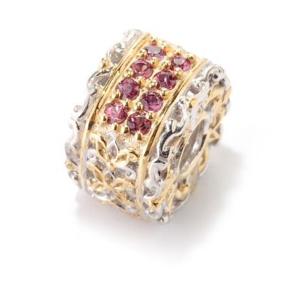 SS/PALL CHARM RASPBERRY SAPPHIRE SQUARE