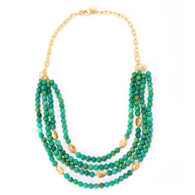 128-335 - mariechavez 18'' Beaded Gemstone Cascading Necklace 
