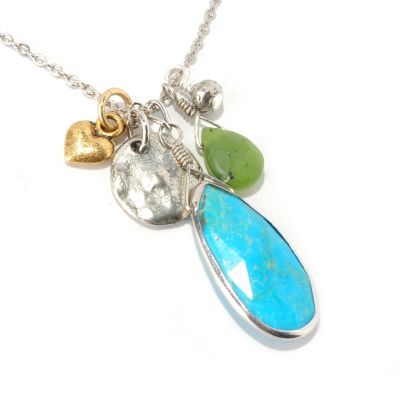 MARIECHAVEZ 18" + 2" EXT TURQUOISE CHARM NECKLACE