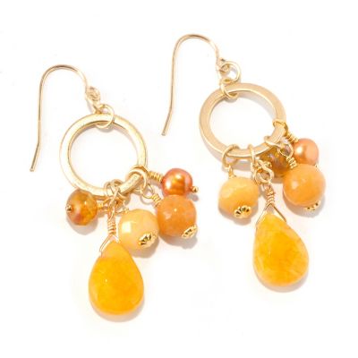 128-342 - mariechavez Multi Gemstone Circle Dangle Earrings 