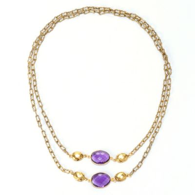 128-344 - mariechavez 40" Gemstone Station Necklace 
