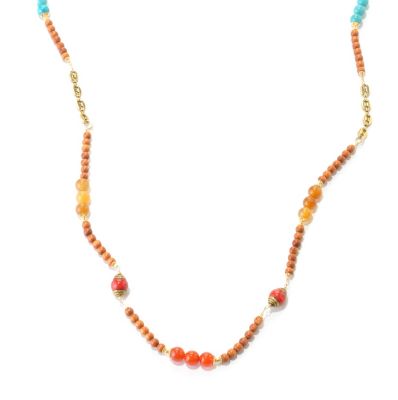 MARIECHAVEZ 37.5" WOOD AND MULTI BEAD STATION NECKLACE
