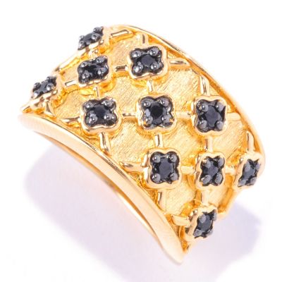 128-350 - NYC II Black Spinel Polished & Brushed Crisscross Overlay Ring