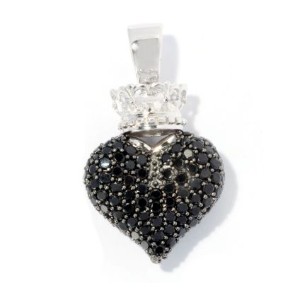 SS CROWN AND HEART ENHANCER BLK SPINEL