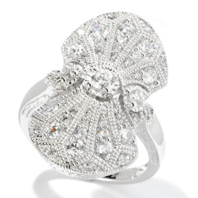 CHAMP SS ROUND CUT MILGRAIN ELONGATED VINTAGE FAN RING