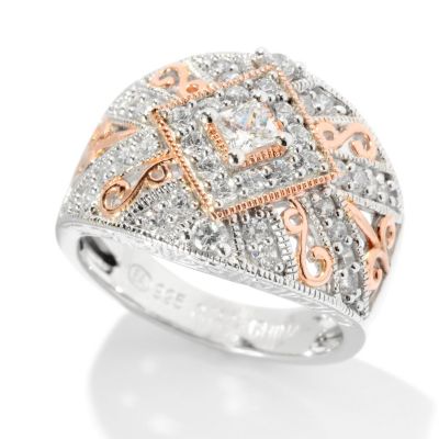 128-363 - Champenois&reg; for Brilliante&reg; Two-tone Milgrain & Carved Dome Ring