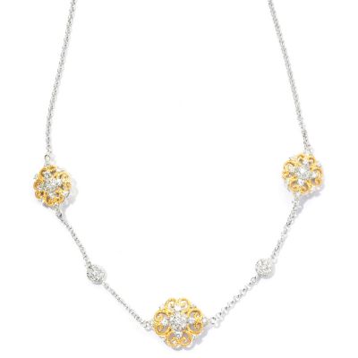 128-373 - Champenois&reg; for Brilliante&reg; 18'' 2.31 DEW Two-tone Milgrain Station Necklace