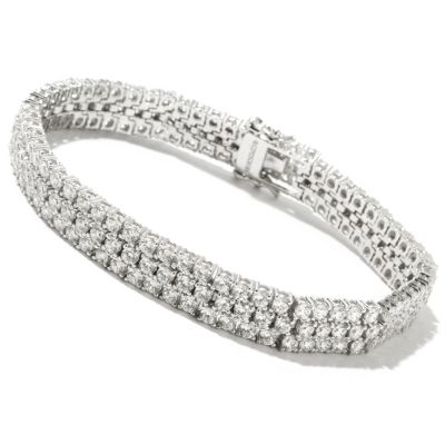 128-380 - Charlie Lapson for Brilliante&reg; Platinum Embraced&trade; Round Cut Three-Row Bracelet