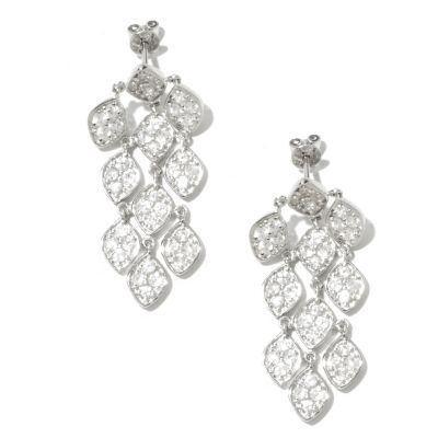 SS/P EAR PAVE GEM WHITE ZIRCON CHANDELIER