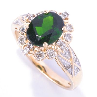 14K YG OVAL CHROME WITH DIAMOND RING