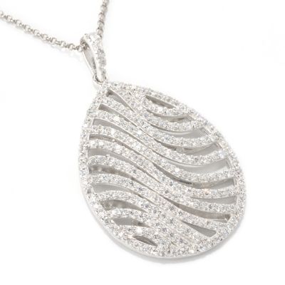 128-393 - Sonia Bitton for Brilliante&reg; Platinum Embraced&trade; 3.09 DEW Teardrop Wave Pendant