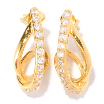 128-395 - Sonia Bitton for Brilliante&reg; Round Cut Twisted J-Hoop Earrings