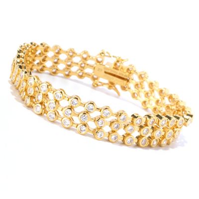 SB SS/CHOICE ROUND CUT BEZEL SET THREE ROW LINE BRACELET
