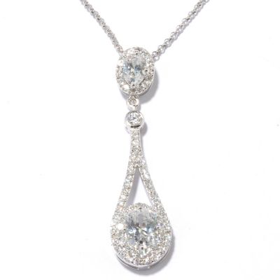 CL SS/PLAT ROUND &OVAL CUT DROP PRNDANT W/ 18" CHAIN