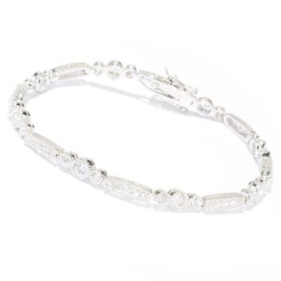 BLTA SS/PLAT ROUND CUT MILGRAIN LINE BRACELET