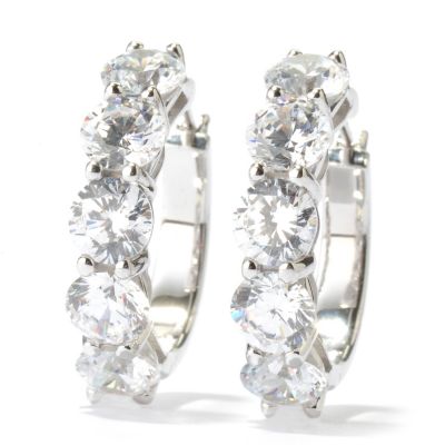128-430 - Brilliante&reg; 4.60 DEW Round Cut Shared Prong Simulated Diamond Huggie Hoop Earrings