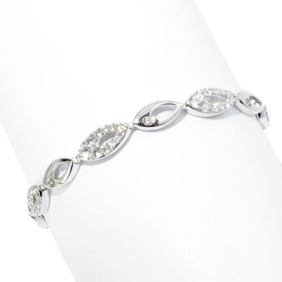 128-435 - Brilliante&reg; Platinum Embraced&trade; Round Simulated Diamond Marquise Line Bracelet