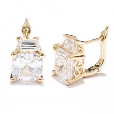 BLTA SS/PLAT ASSCHER AND TAPPERED J-HOOP EARRINGS