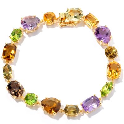 SS/P BRAC MIXED SHAPE MULTI GEMSTONE TENNIS