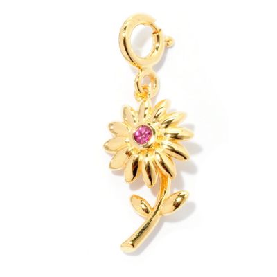 SS/P CHARM RUBELLITE FLOWER