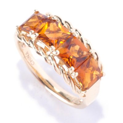 14K YG TOURMALINE 4 STONE RING HONEY TOURMALINE