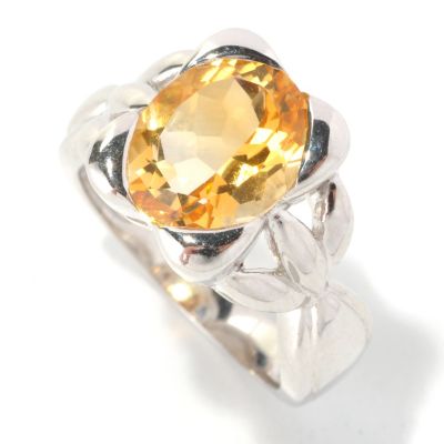 SS CITRINE CUSHION REC SHAPE RING