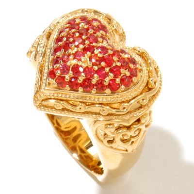 SS/ YV ORANGE SAPPHIRE HEART RING