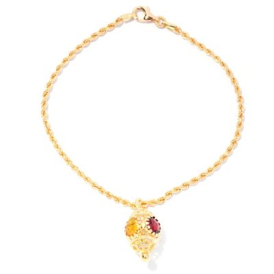 18K ROPE BRACELET W/LANTERN DROP CHARM