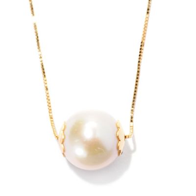 128-497 - Viale18K&reg; Italian Gold 9.5-10mm Cultured Freshwater Pearl Necklace 