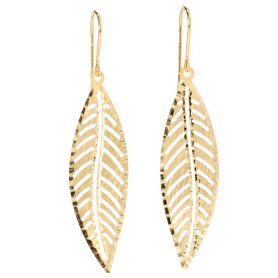 18K D/C LEAF DANGLE EARRINGS