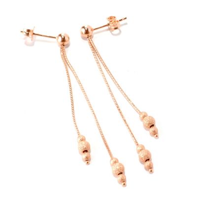 128-502 - Viale18K&reg; Italian Rose Gold Satin Finished Double Strand Dangle Earrings 